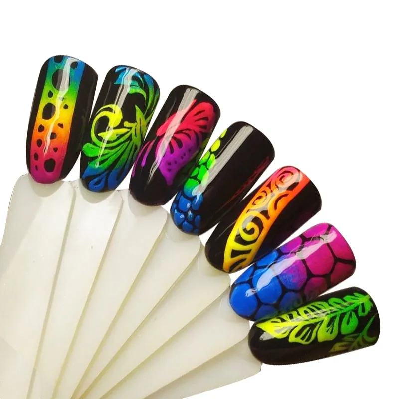 1 Box Neon Pigment Powder Nail Fluorescence Gradient Glitter Summer Shinny Dust Ombre DIY Nail Art Decor Manicure CHYE01-13-1