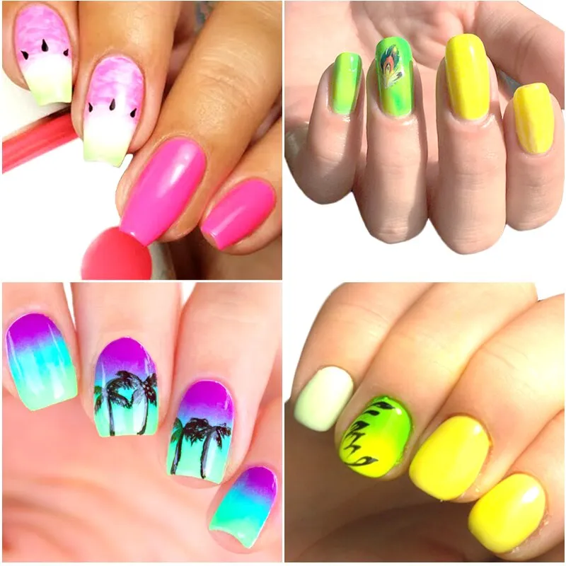 1 Box Neon Pigment Powder Nail Fluorescence Gradient Glitter Summer Shinny Dust Ombre DIY Nail Art Decor Manicure CHYE01-13-1