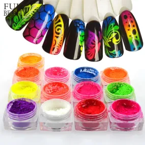 1 Box Neon Pigment Powder Nail Fluorescence Gradient Glitter Summer Shinny Dust Ombre DIY Nail Art Decor Manicure CHYE01-13-1