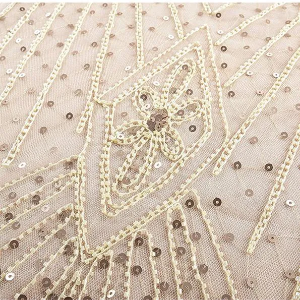 1920s Vintage sequins lace patchwork premium evening gowns bridesmaid party prom maxi dress evening gown