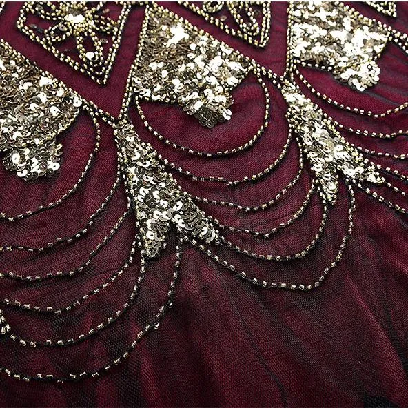 1920s Vintage sequins lace patchwork premium evening gowns bridesmaid party prom maxi dress evening gown