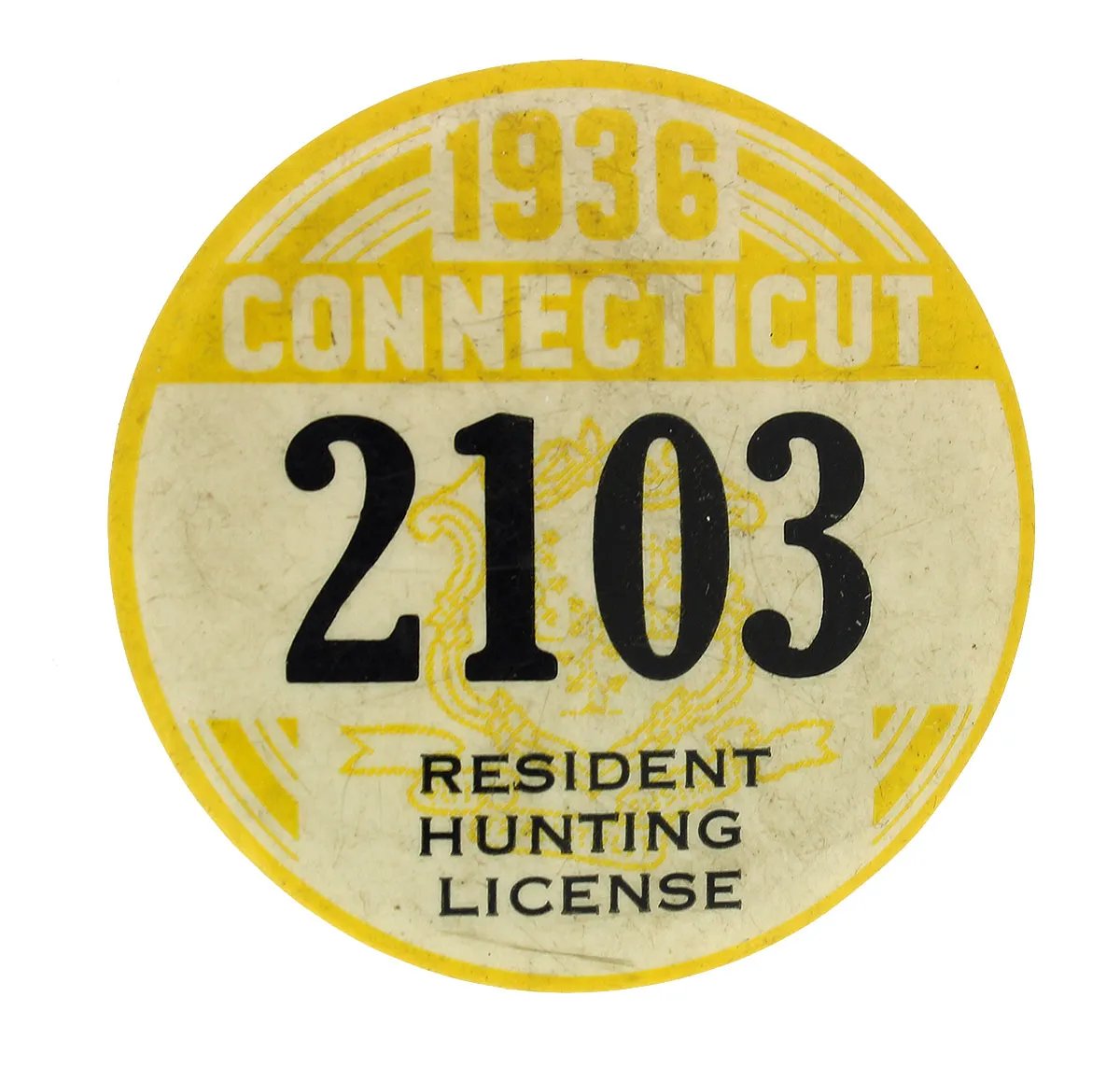 1936 CONNECTICUT RESIDENT HUNTING LICENSE 2103
