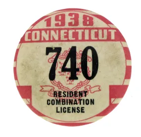 1938 CONNECTICUT RESIDENT COMBINATION HUNTING FISHING LICENSE 740