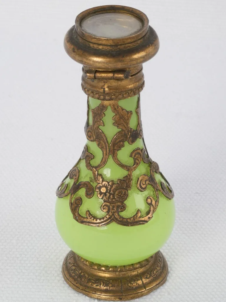19th-century auraline glass hinged snuff bottle 3¼"
