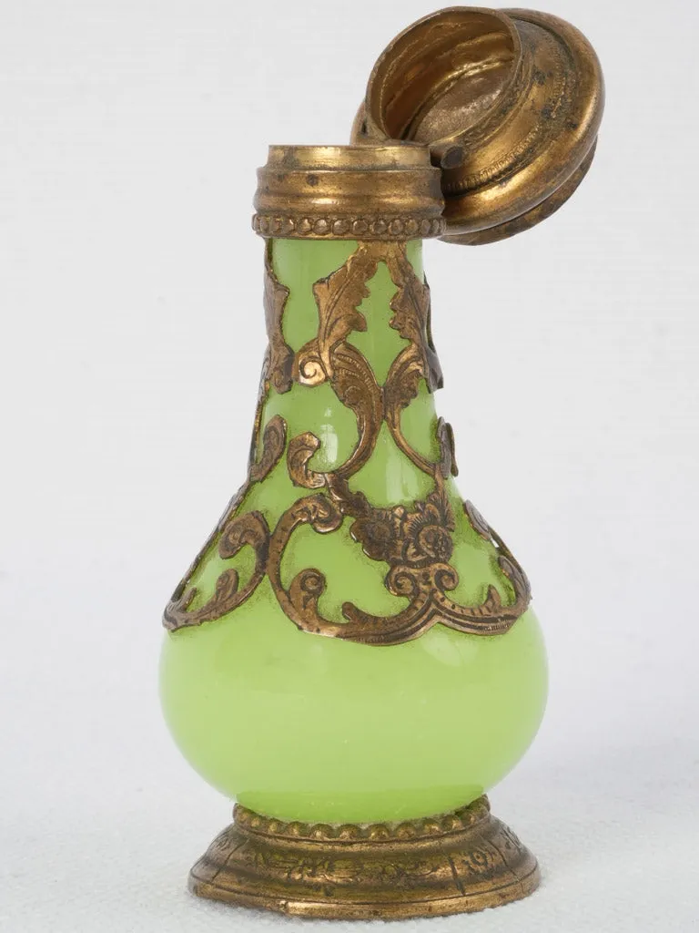 19th-century auraline glass hinged snuff bottle 3¼"