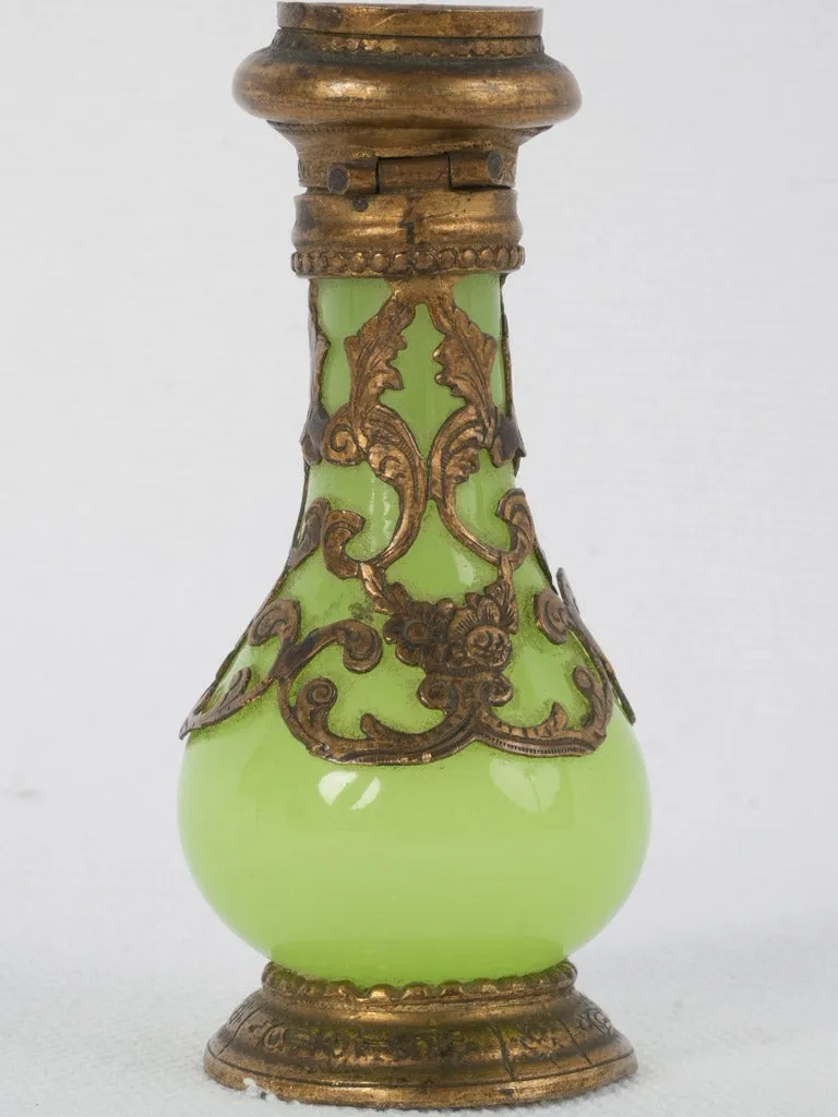 19th-century auraline glass hinged snuff bottle 3¼"