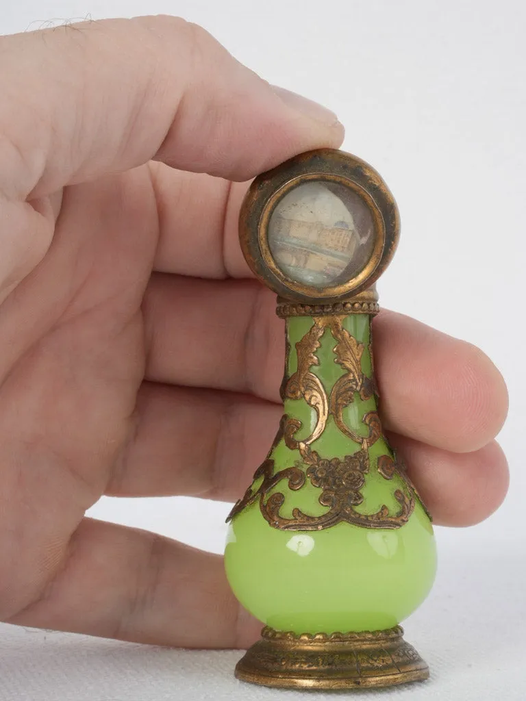 19th-century auraline glass hinged snuff bottle 3¼"