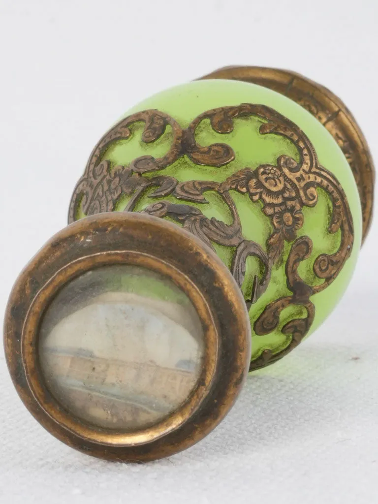 19th-century auraline glass hinged snuff bottle 3¼"