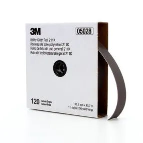 3M 211K 05028 Utility Cloth Roll, 50 yd L, 1-1/2 in W, 120 Grit, Fine, Aluminum Oxide Abrasive