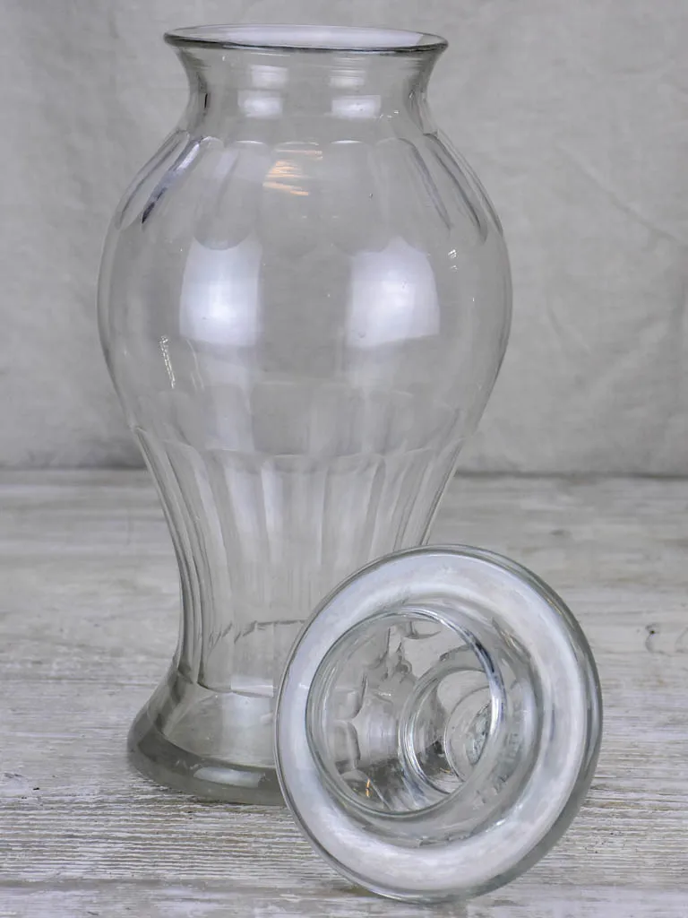 Antique French apothecary glass jar with lid