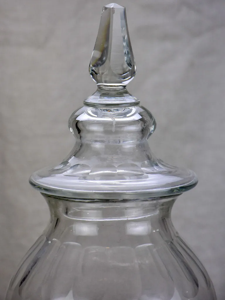 Antique French apothecary glass jar with lid