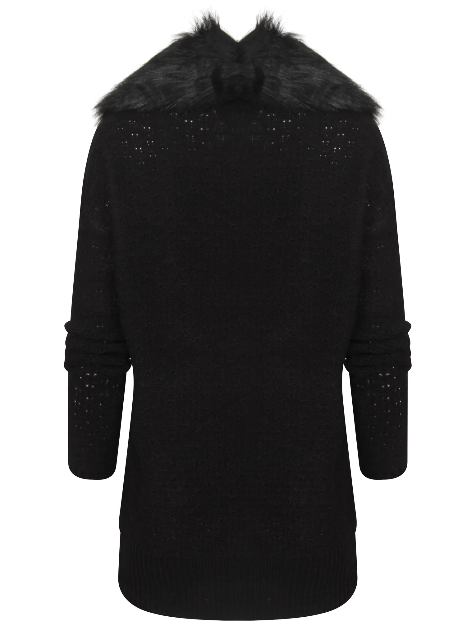 Arkwright Detachable Fur Collar Cardigan in Black - Tokyo Laundry