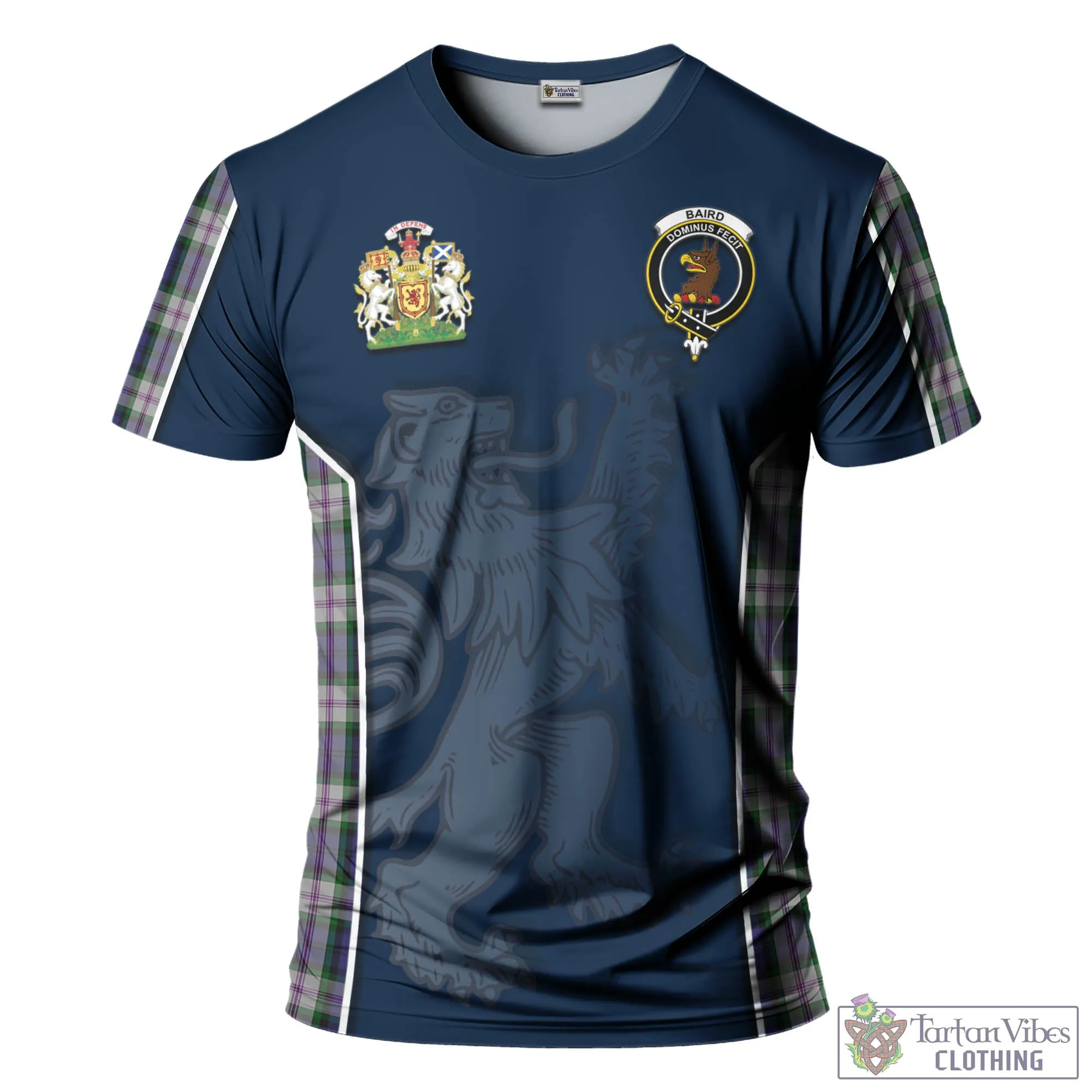 Baird Dress Tartan T-Shirt with Family Crest and Lion Rampant Vibes Sport Style
