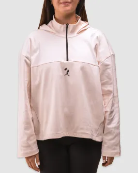 Ballpark Scuba Quarter Zip Women's Hoodie - Pink Marshmallow