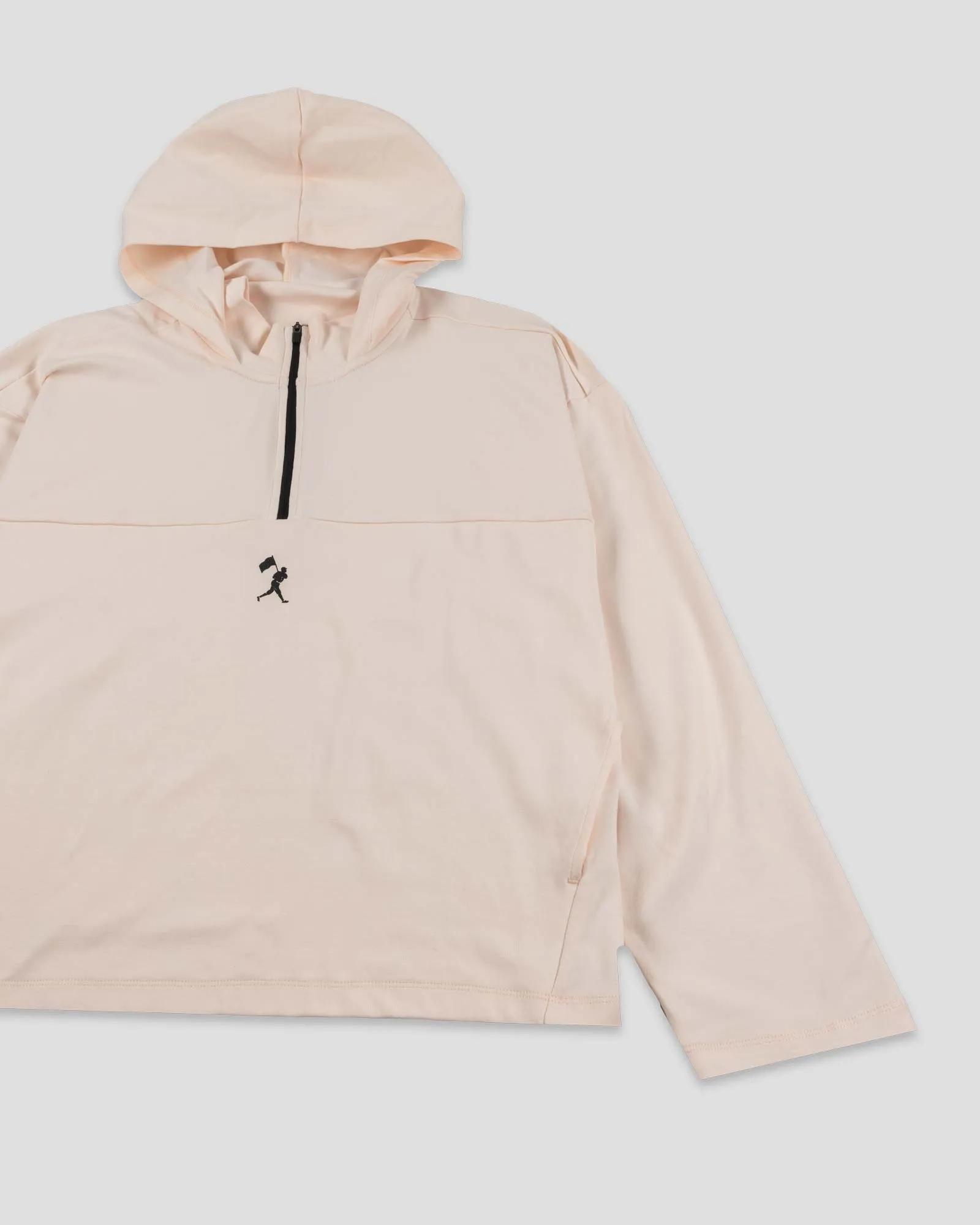 Ballpark Scuba Quarter Zip Women's Hoodie - Pink Marshmallow