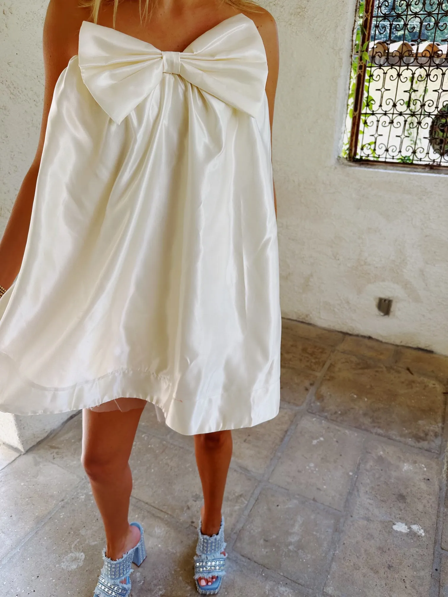 Betty Bow Dress - Cream