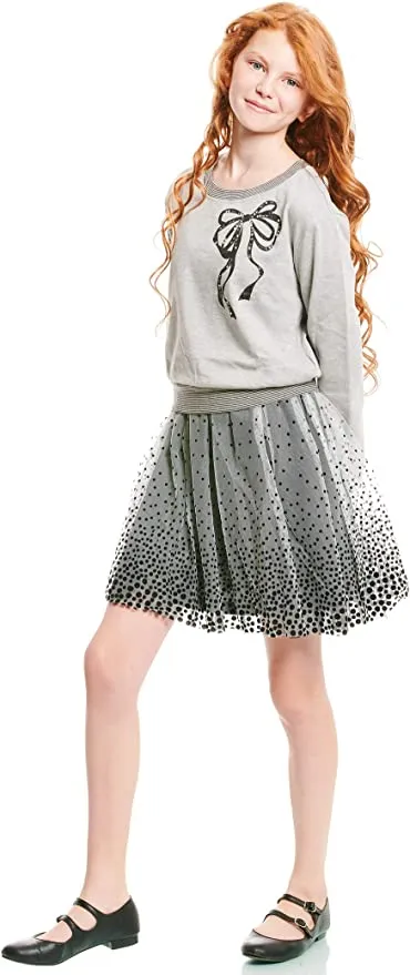 Big Girls Bow Polka Dot Twofer Dress