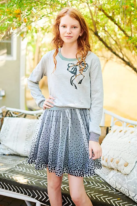 Big Girls Bow Polka Dot Twofer Dress