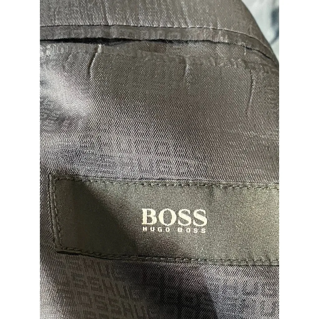 BOSS HUGO BOSS Men's Black Classic-Fit Super 100 Wool Two-Button Blazer SZ 44R