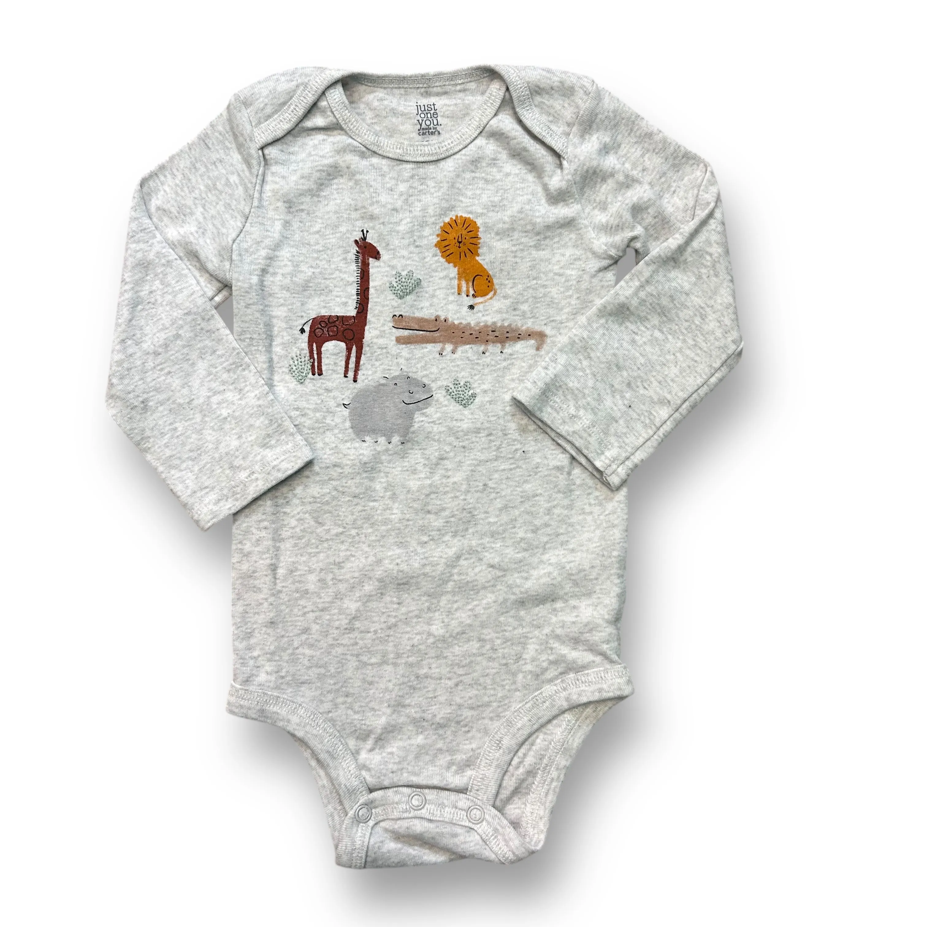 Boys Just One You Size 18 Months Gray Safari Embroidered Bodysuit