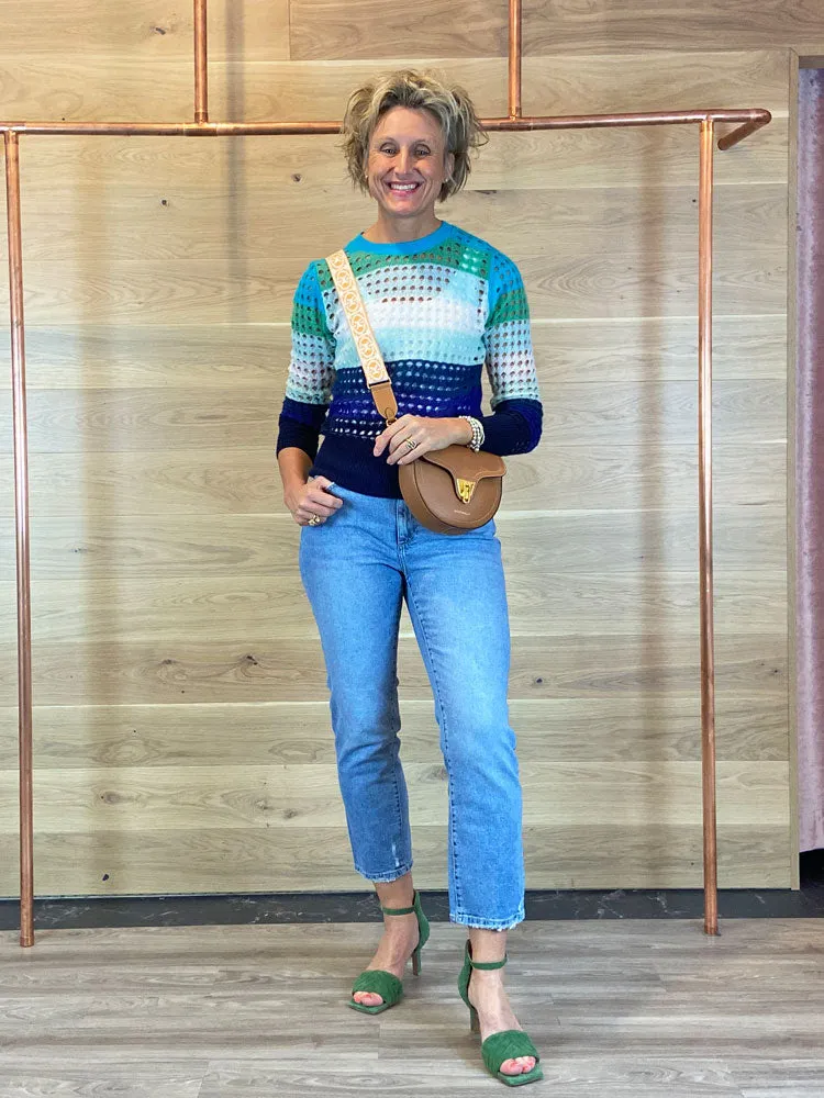 Brodie Pointelle Jumper Turquoise