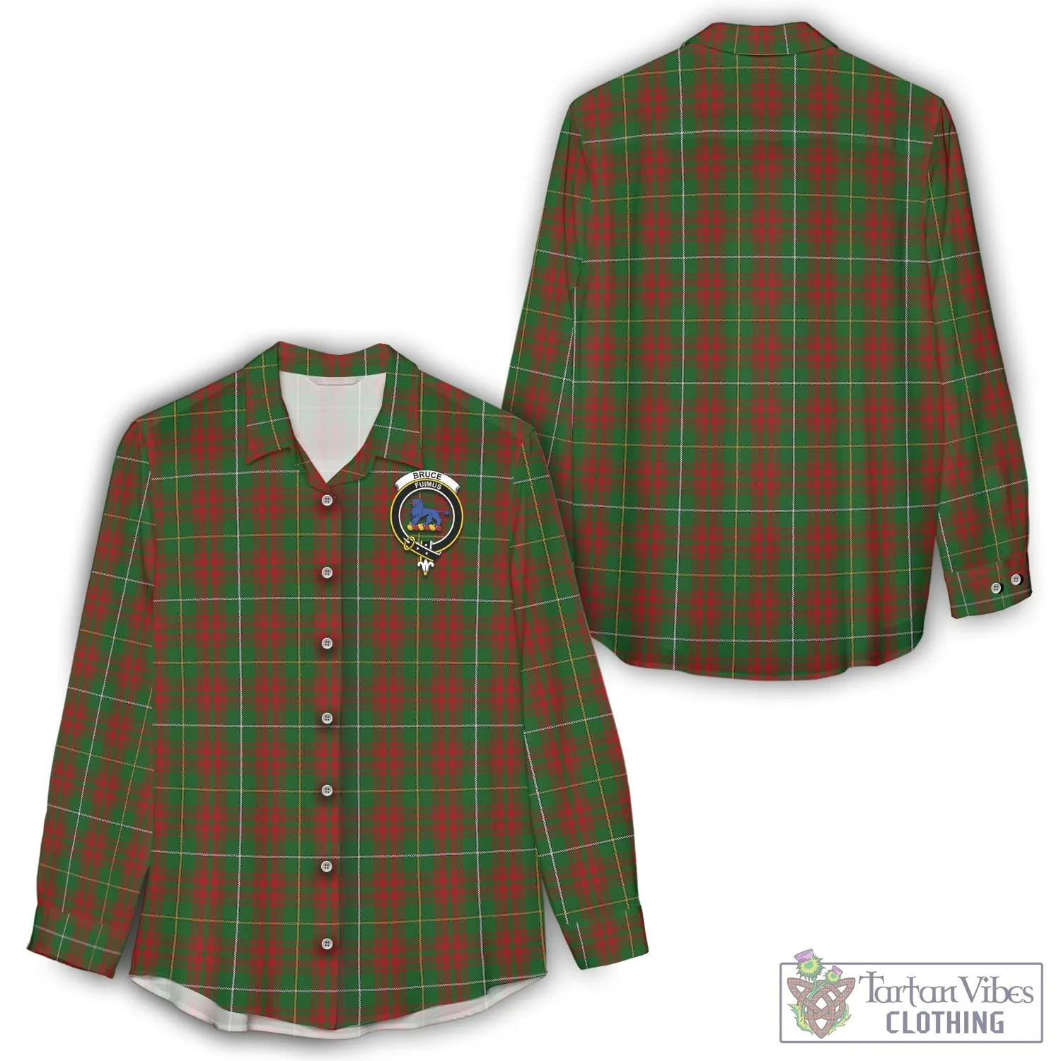 Bruce Hunting Tartan Women's Casual Shirt with Family Crest