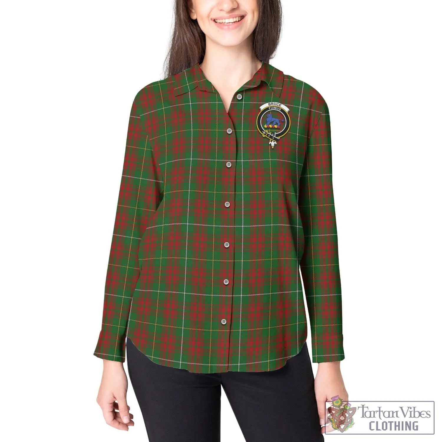 Bruce Hunting Tartan Women's Casual Shirt with Family Crest