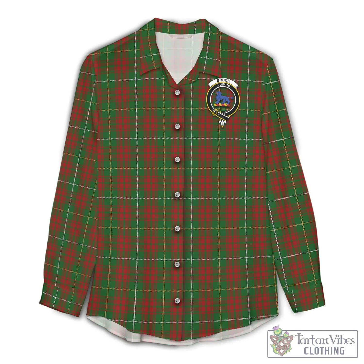 Bruce Hunting Tartan Women's Casual Shirt with Family Crest