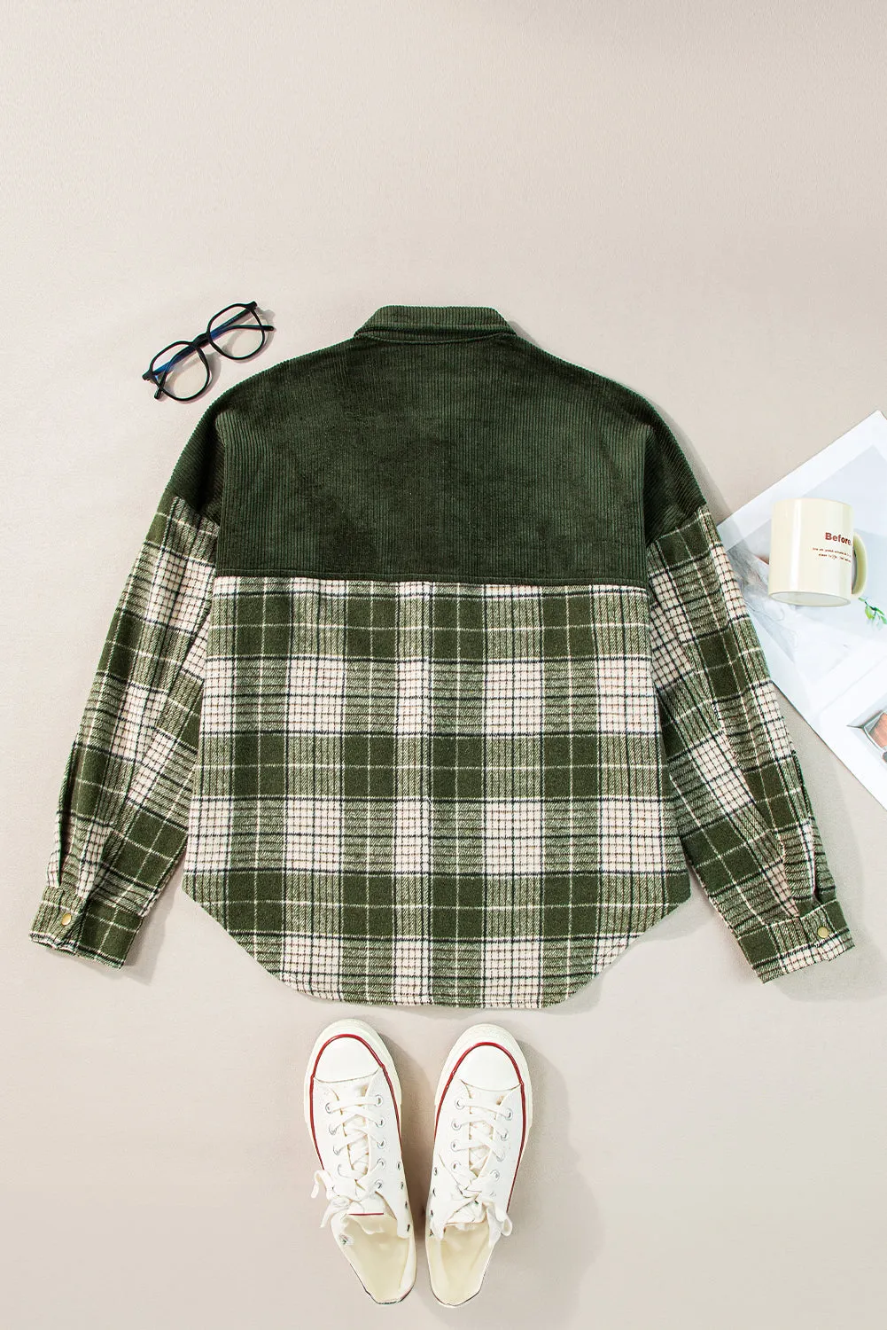 Button-Down Plaid Corduroy Jacket