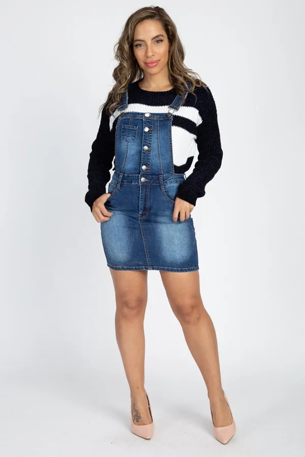 Button Front Overall Dress