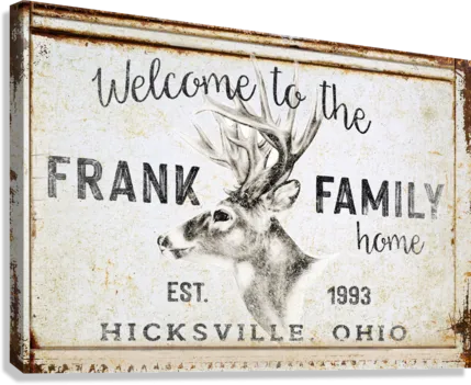 Cabin Decor - Deer Head Sign with Family Name