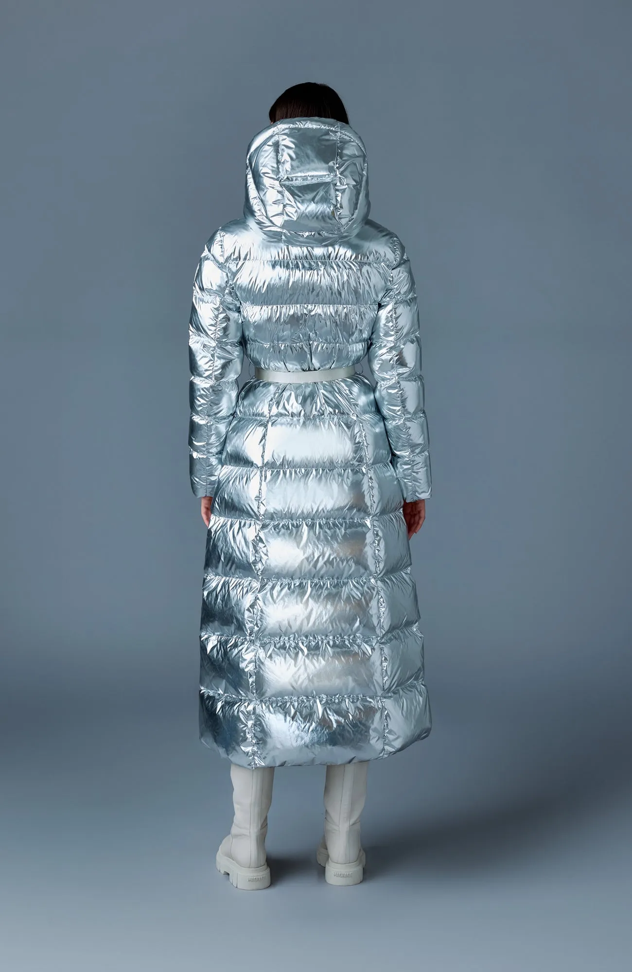 CALINA-M Metallic laminate down maxi coat