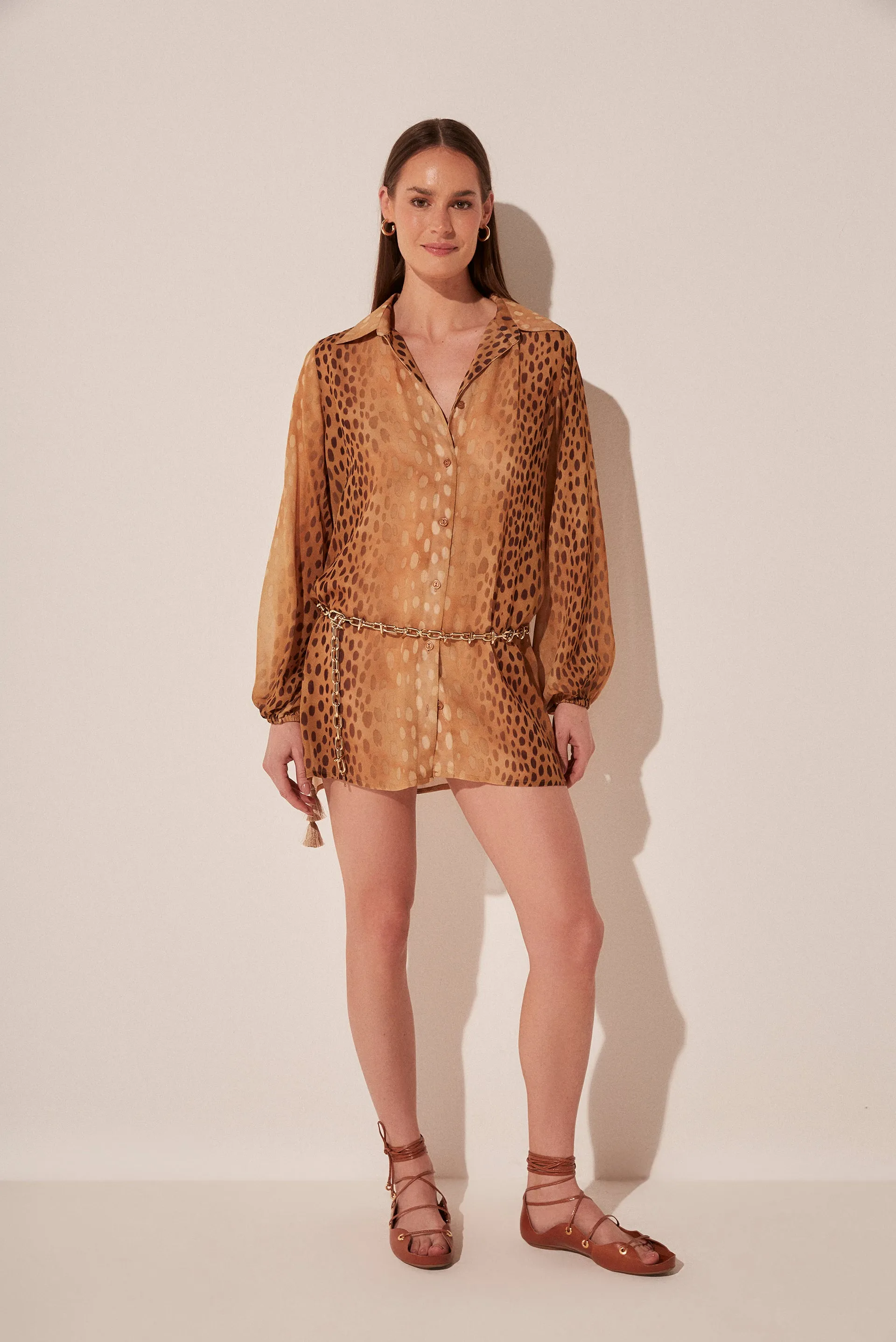 Deer Detailed Short Shirt Dress E3995A1871