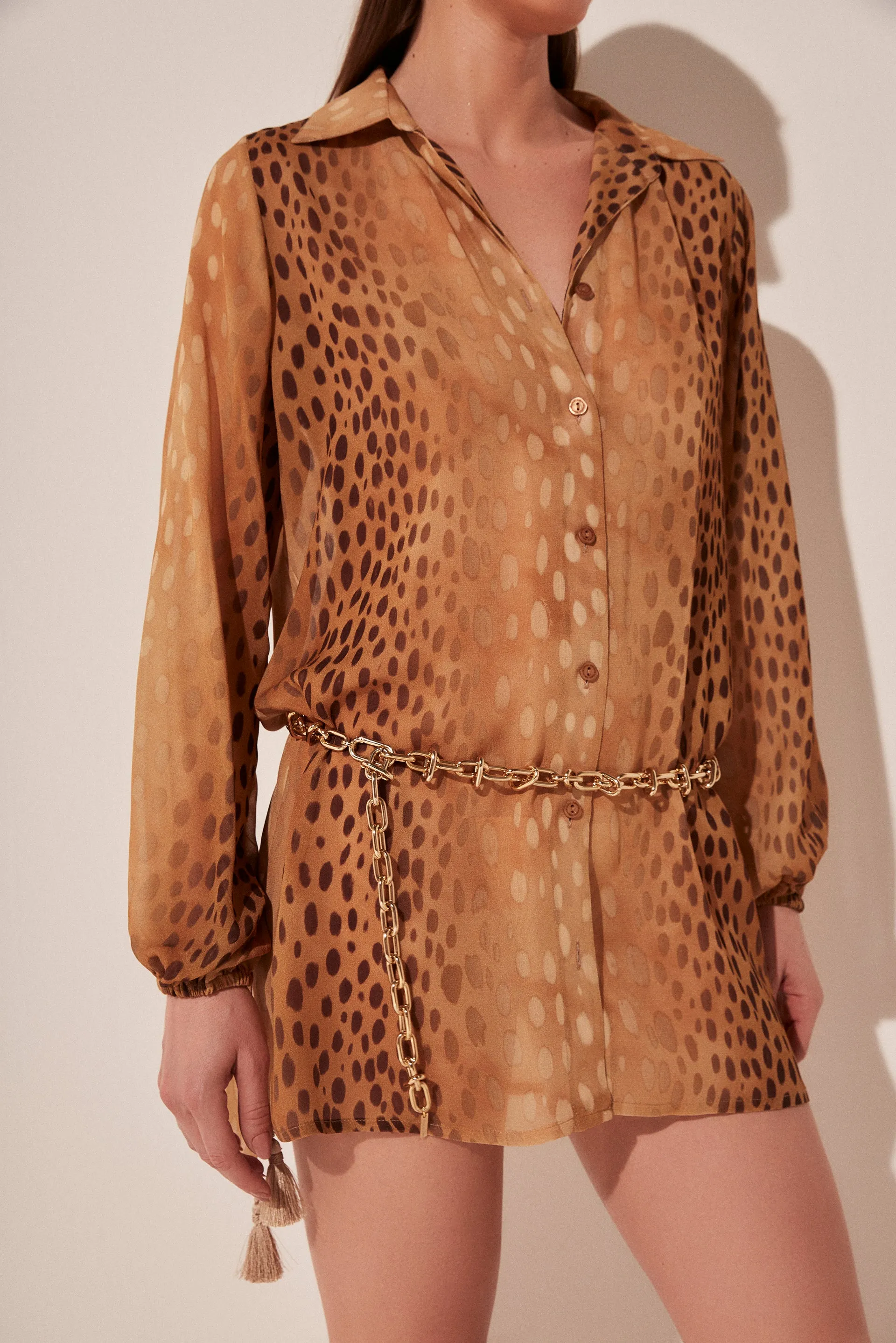Deer Detailed Short Shirt Dress E3995A1871