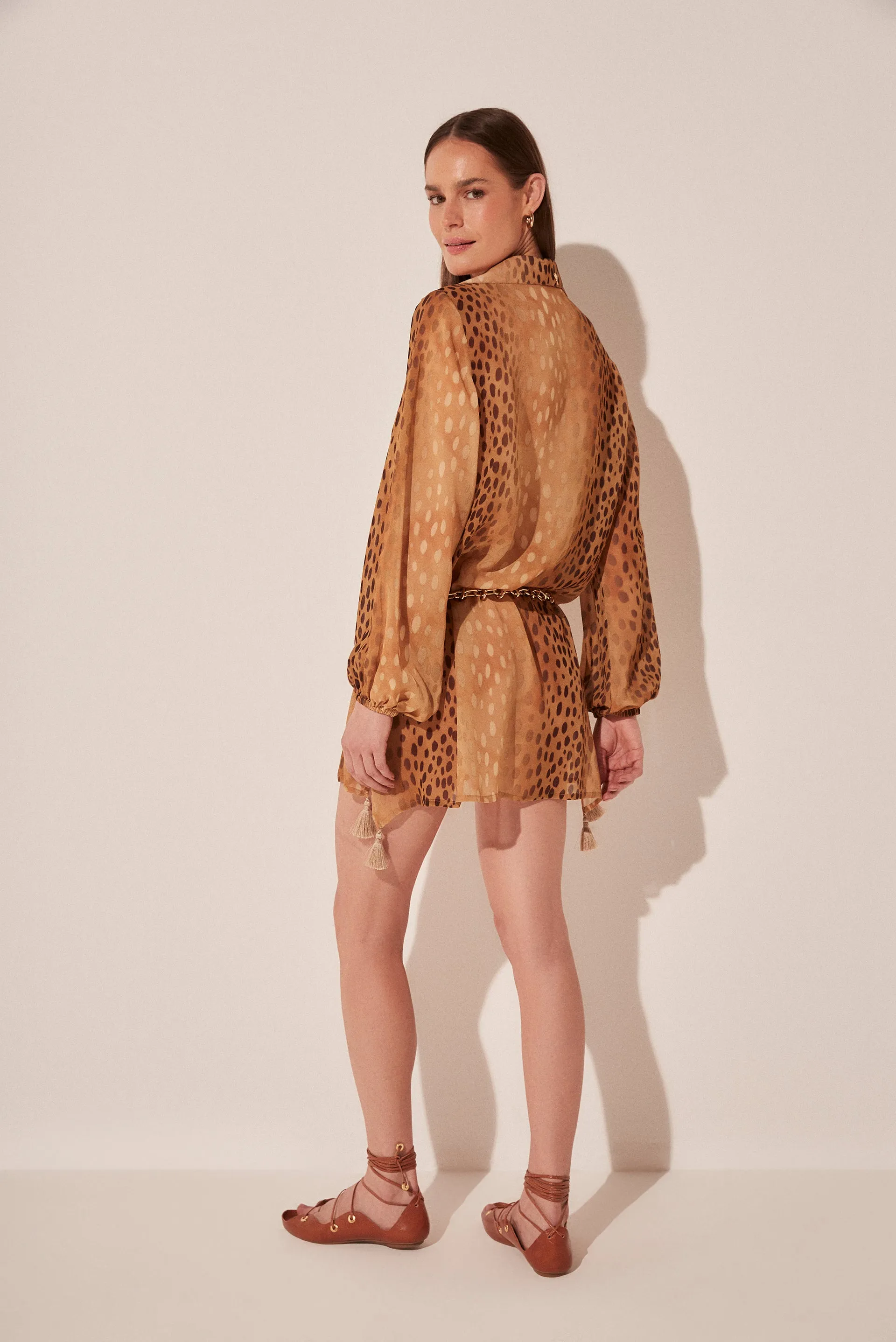 Deer Detailed Short Shirt Dress E3995A1871