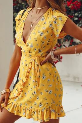 Dunnmall Days of Sunlight Ruffle Floral Dress