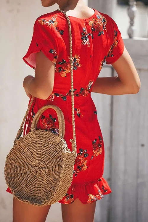 Dunnmall Days of Sunlight Ruffle Floral Dress