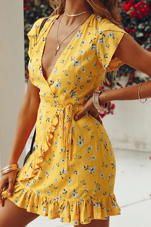 Dunnmall Days of Sunlight Ruffle Floral Dress