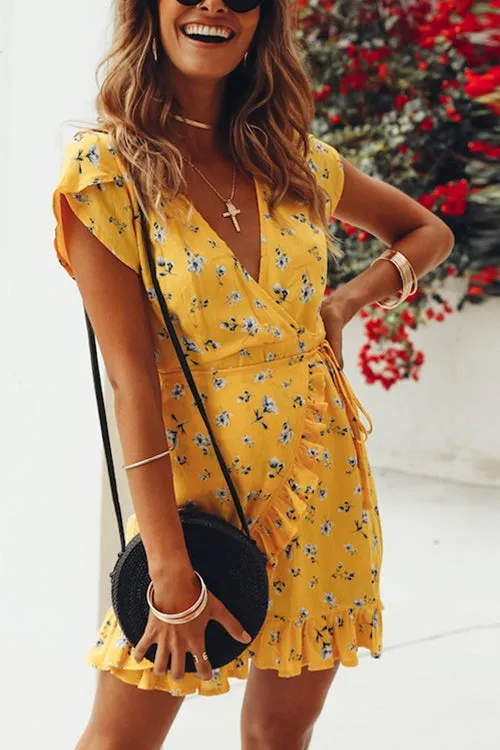 Dunnmall Days of Sunlight Ruffle Floral Dress
