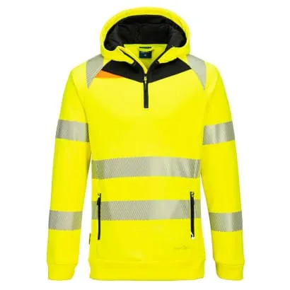 DX482 High Visibility Quarter Zip Hoody Top - Hi Vis Zipped Hoodie