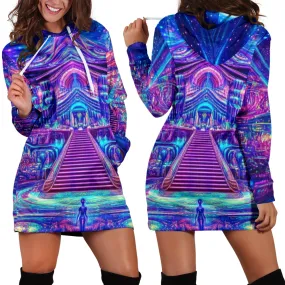 ENLIGHTENMENT STAIRS HOODIE DRESS | ACIDMATH AI
