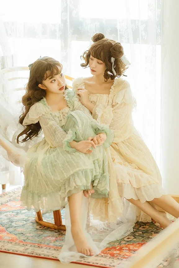 Fantastic Wind~Lazy Holidays~Kawaii Lace Lolita Nightdress Set