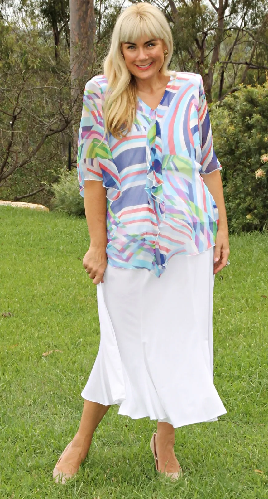 Fit & Flare Eight Gore Skirt White
