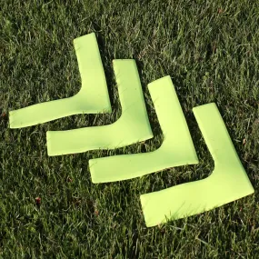 Fitness Health FH FLAT RUBBER SPACE MARKER FLEXIBLE ARROW CORNER DISC SET OF 4 NON SLIP SPEED AGILITY TRAINING FLOOR MARKERS KIT