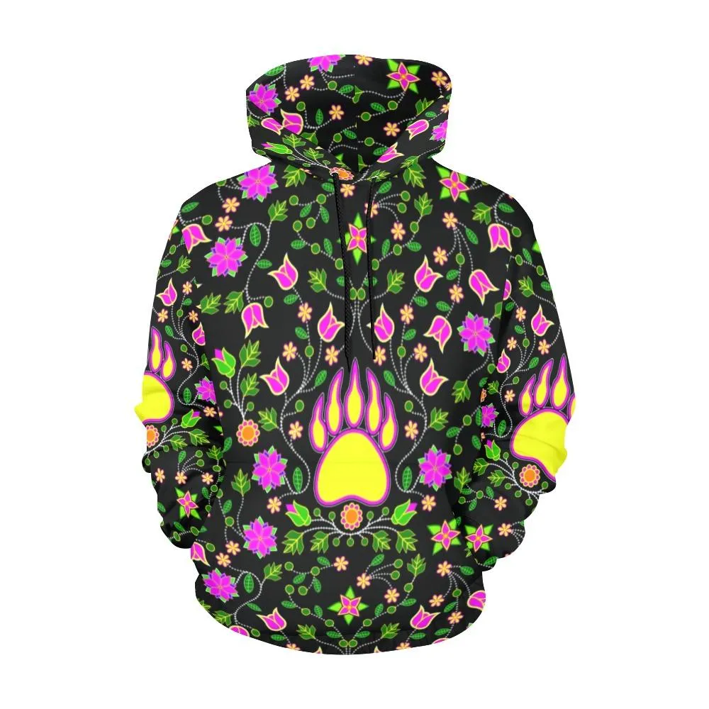 Floral Bearpaw Pink and Yellow Hoodie for Women (USA Size)