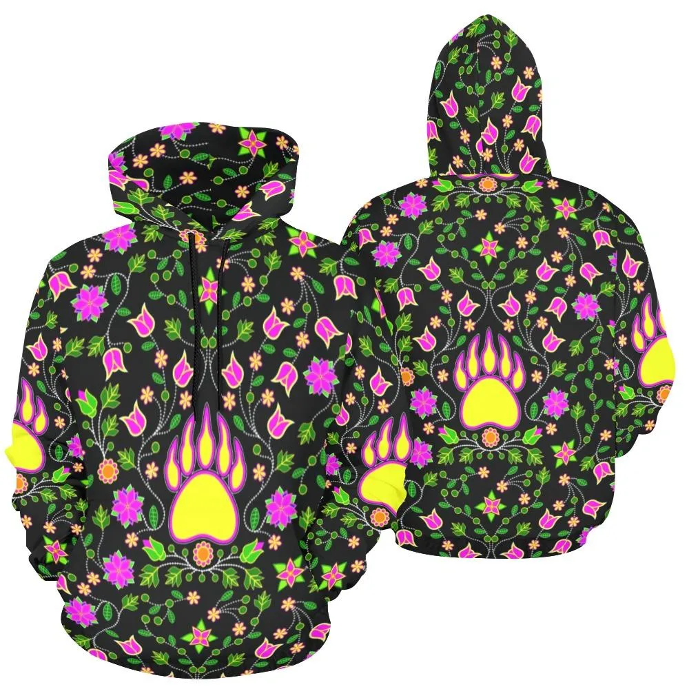 Floral Bearpaw Pink and Yellow Hoodie for Women (USA Size)