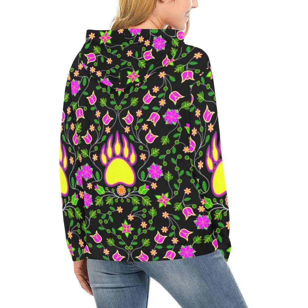 Floral Bearpaw Pink and Yellow Hoodie for Women (USA Size)