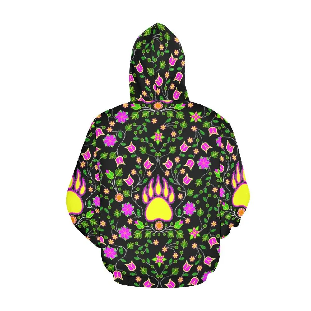 Floral Bearpaw Pink and Yellow Hoodie for Women (USA Size)