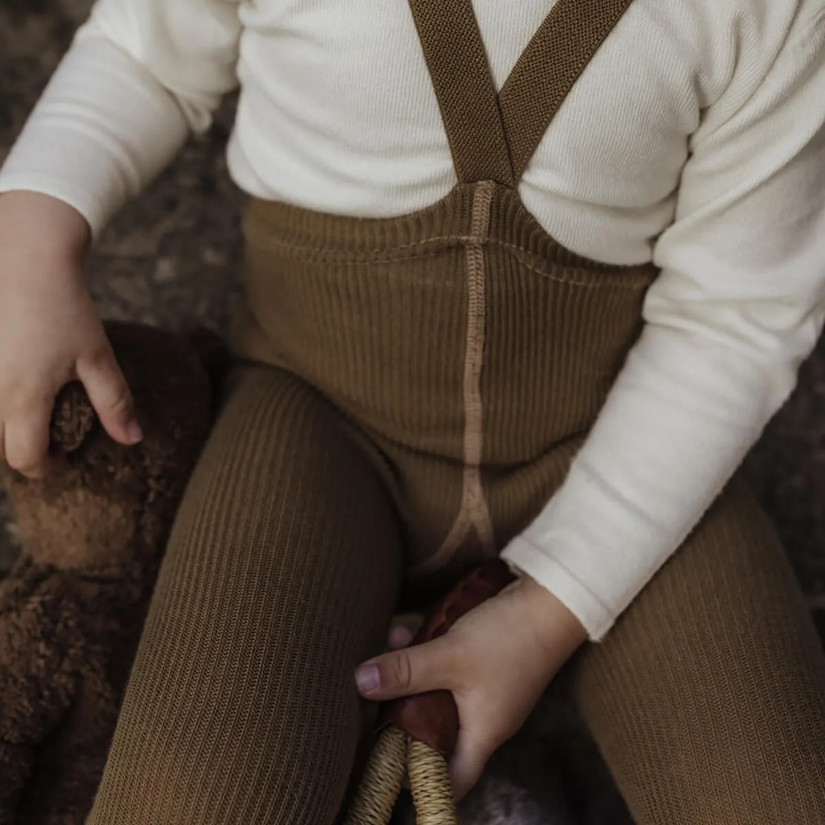 Footed Tights With Braces in Acorn Brown by Silly Silas
