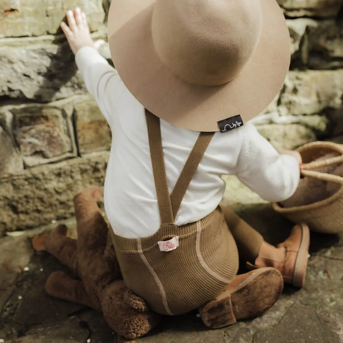 Footed Tights With Braces in Acorn Brown by Silly Silas